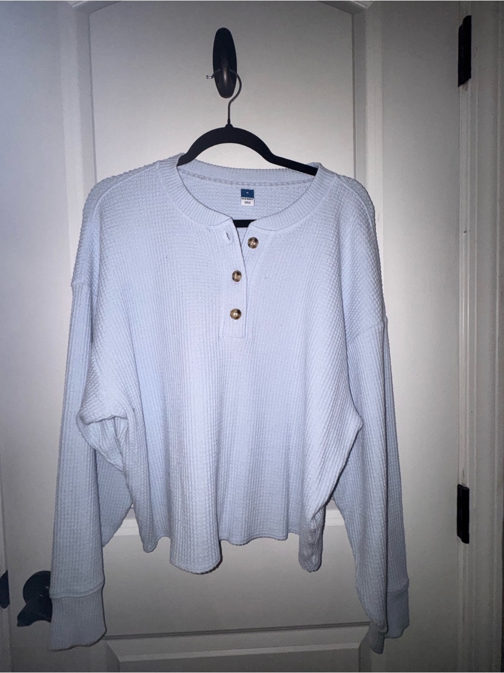 Light Blue Waffle Henley Sweater - Unbranded
